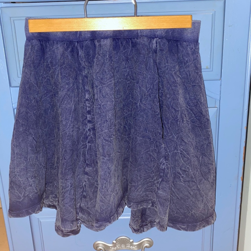 Faux Denim Mini Skater Skirt